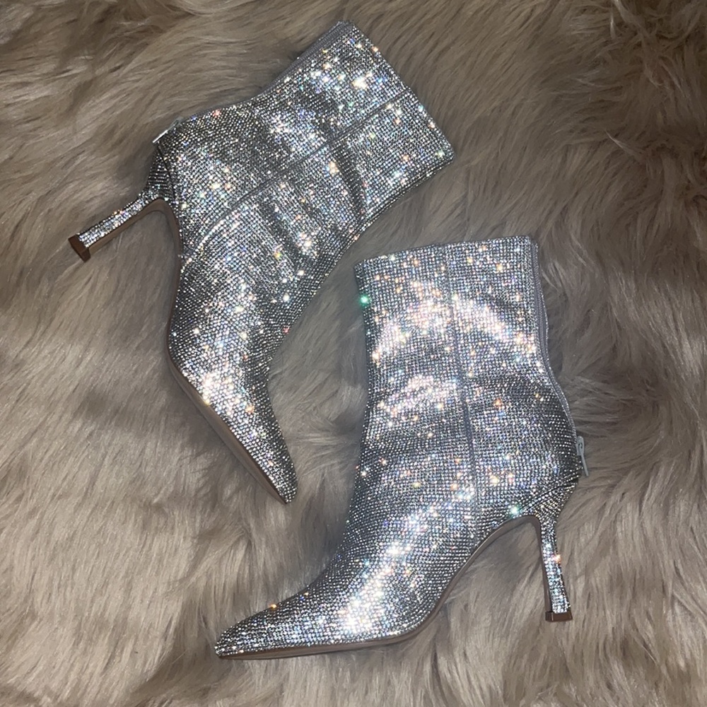 AQUA Hanar rhinestone high heel bootie